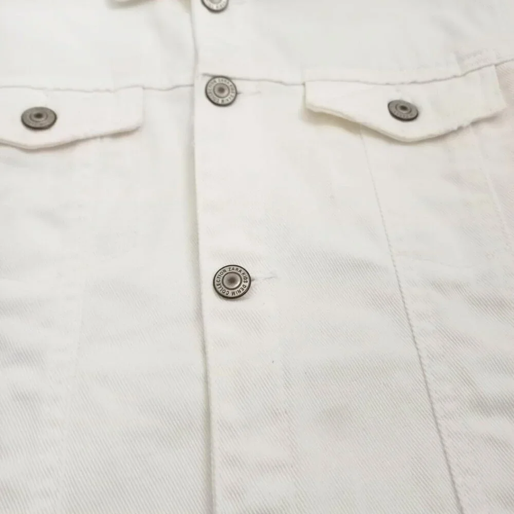 ZARA Kids White Denim Jacket – Button Front Trucker Style, Size 13/14